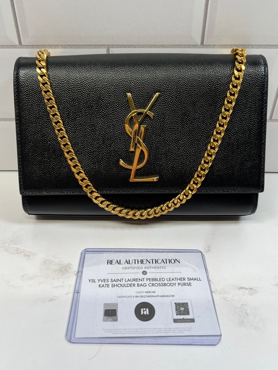 Yves Saint Laurent Handbags - YSL Yves Saint Laurent Pebbled Leather Small Kate Shoulder Bag Crossbody Purse
